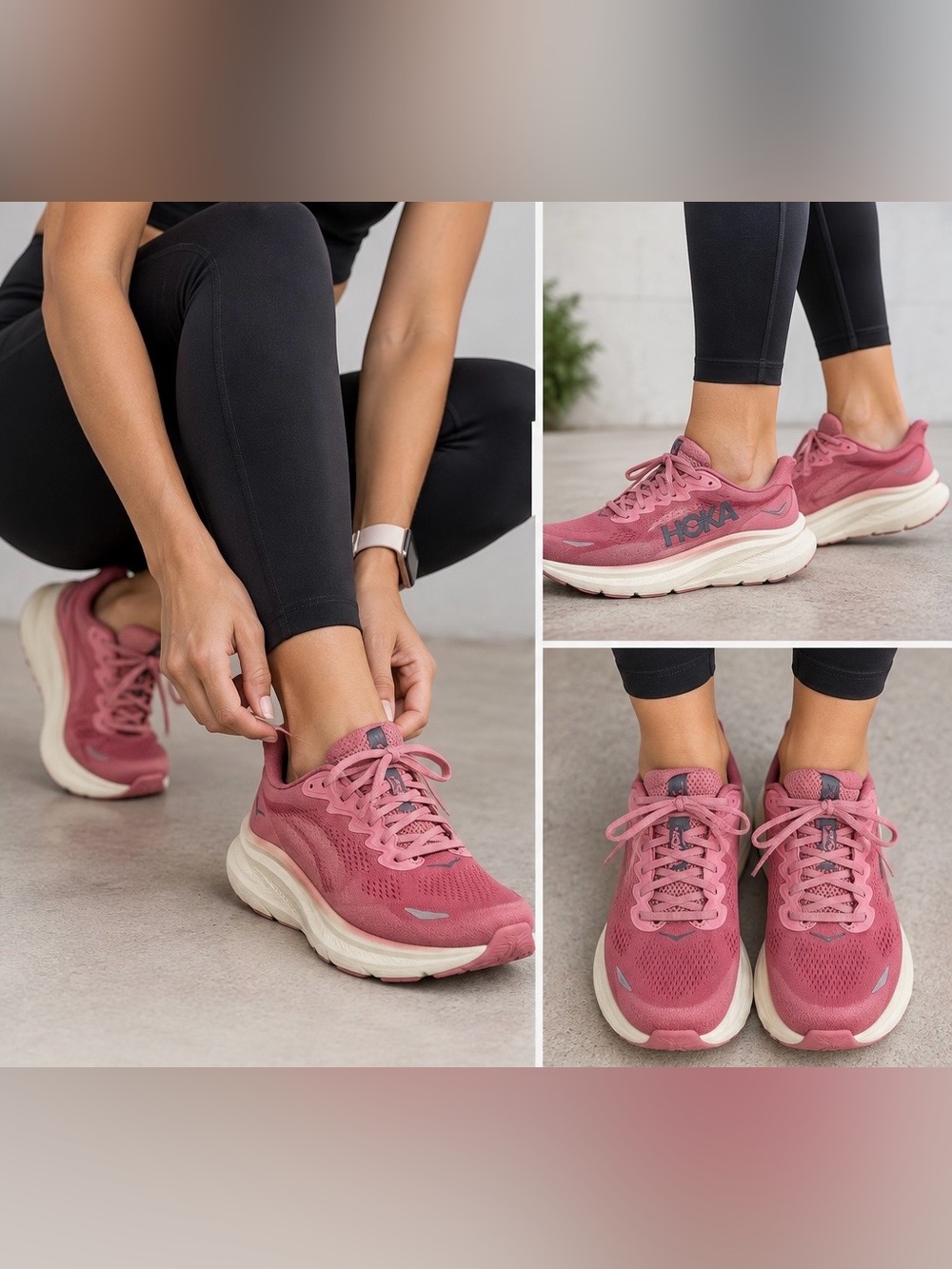 Hoka Bondi 9 women’s size 9B rose latte pink max cushion running shoes
